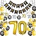 HankRobot 70th Birthday Decorations Party Supplies（42pack） Gold Number Balloon 70 Happy Birthday Banner Latex Balloons(Black, Golden) Confetti Balloons -Great for 70 Seventy Years Old Birthday Party