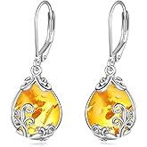POPLYKE Celtic Filigree Teardrop Drop Dangle Earrings Sterling Silver Leverback Earrings Jewelry for Women