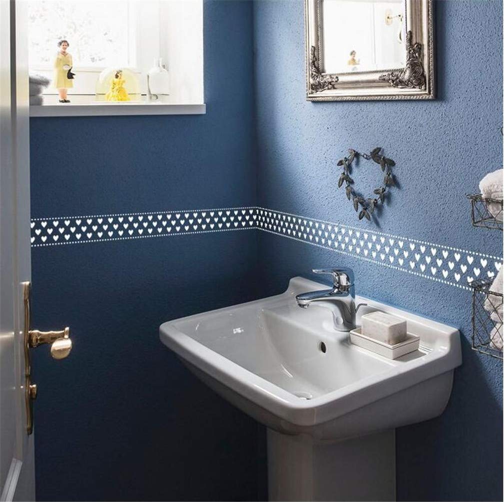 3.94 inch X 393.7 inch/Roll White Lace Transparent Removable Self Adhesive Wallpaper Border Shop Display Waterproof Window Film Glass Sticker Bathroom Mirror Decor Rustic Floral Stick Wall Border (D)