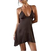 MakeMeChic Women's Summer Mini Dress Pleated Cami Spaghetti Strap Sleeveless Criss Cross A Line Dresses