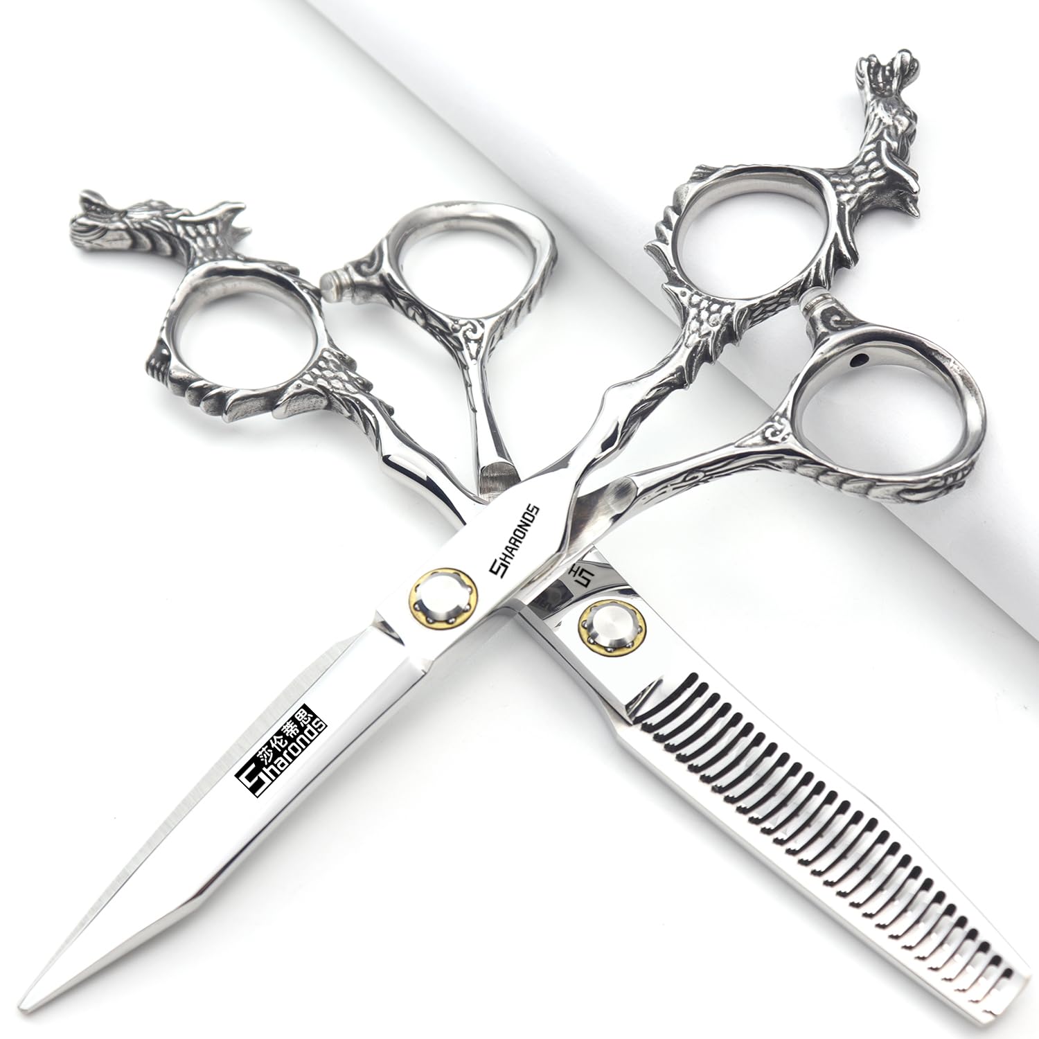 Silver 440c high Hardness Sharp Professional Hairdressing Scissors 6/7 inch Salon Hairdresser Special Hair Cutting Cutting Scissors (6-inch 2-Piece Set)