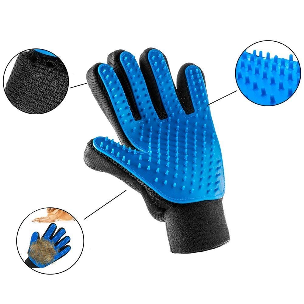 OCEANTREE Pet Grooming Gloves, Pet Hair Remover Brush Glove for Cats Dogs & Horses Bath Massage Hair Removal Gloves Brush (1 Pair)