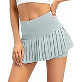XNMAYA Women Pleated Tennis Skirt High Waisted Golf Athletic Skort Mini Skirts with Shorts Pockets Workout Running Apparel