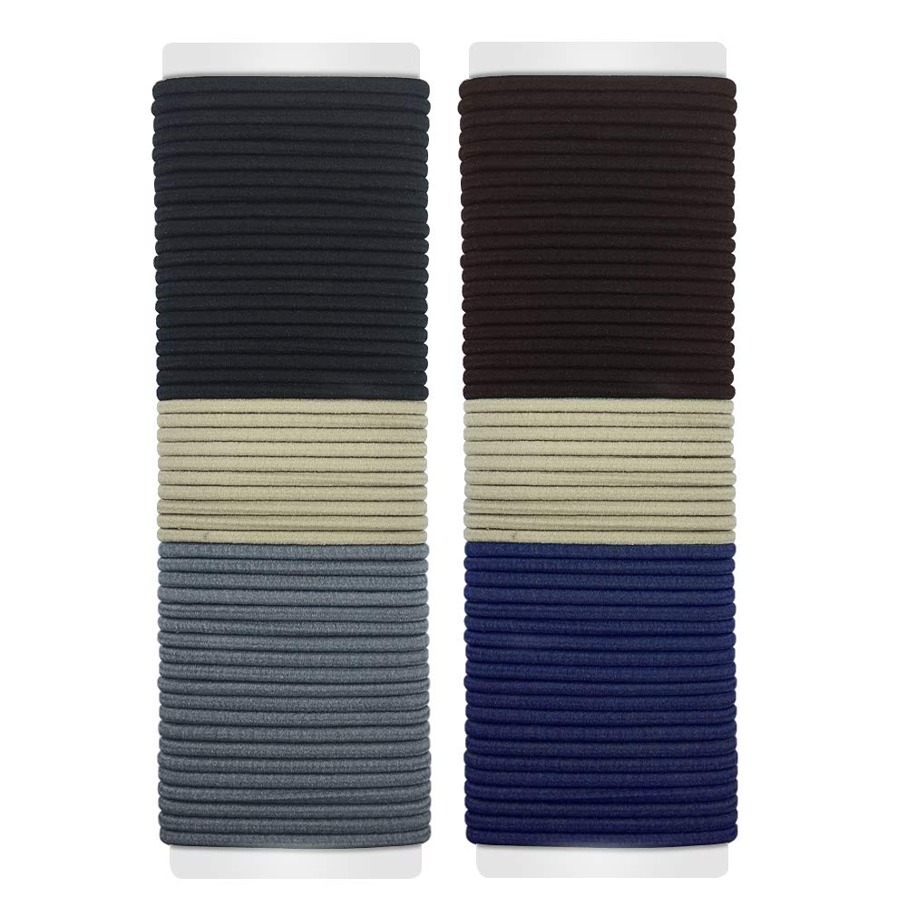 Elastic Hair Ties, ECADY (100-Pack 5-Neutral Color) No-Metal Hair Bands Ponytail Holder for Women Girls Hair Accessories - 4mm : Beauty