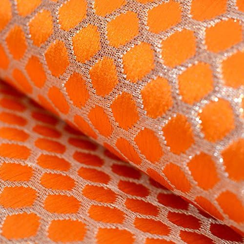 Shopolics Orange and Golden polka pattern brocade silk fabric-4607, Party wear Dress Material By The Yard
