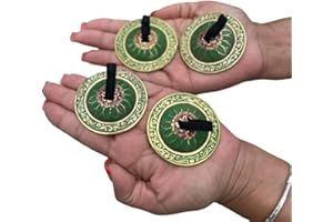 LUNGTA IMPORTS 2 Pairs Brass Floral Finger Cymbals Zills for Belly Dancing (Green)