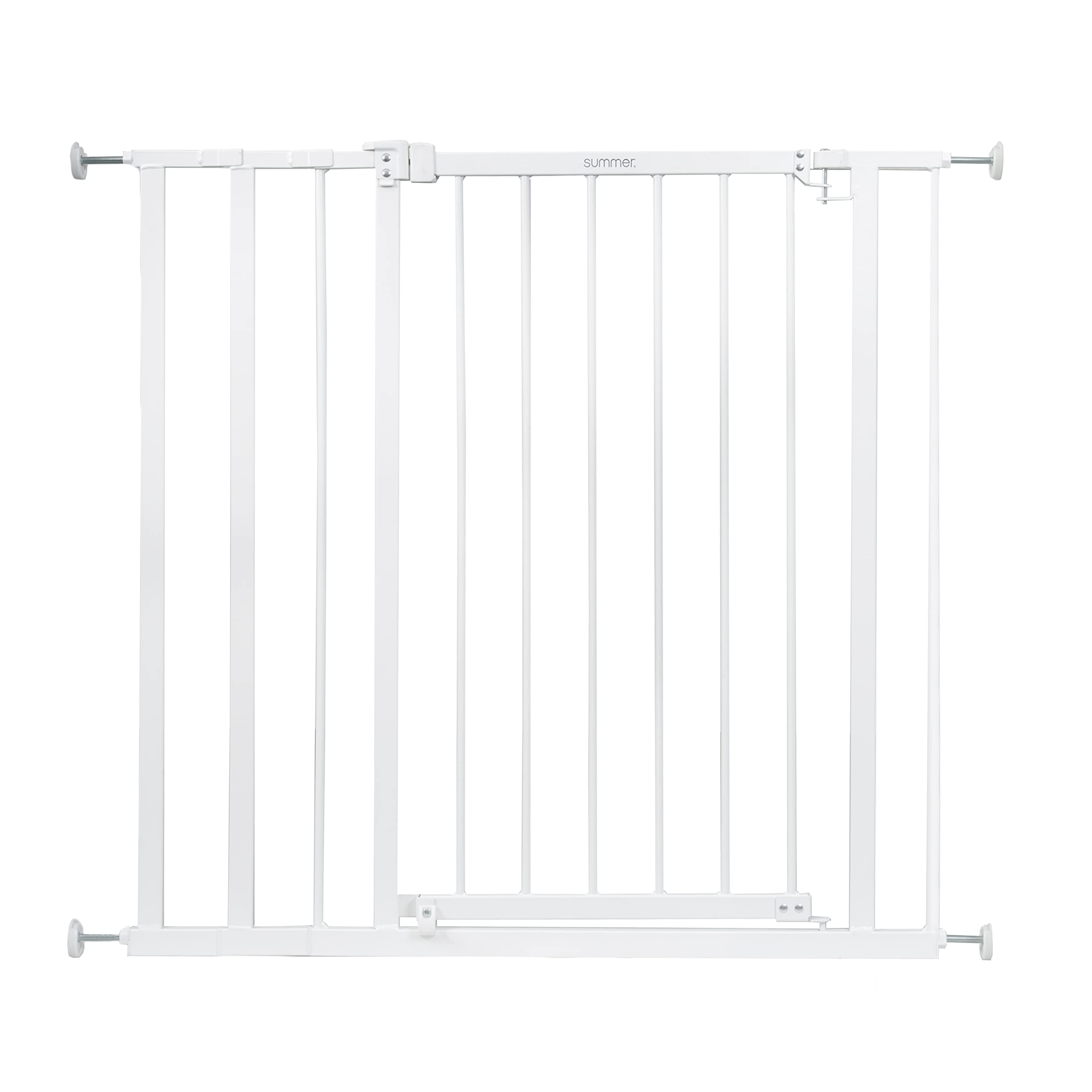 Summer Infant Everywhere Extra Tall & Extra Wide Pet and Baby Gate, 28.75" - 39.75" Wide, 36" Tall, Pressure and Hardware Mounted, Install In-Between Rooms, Doorways and Stairways - White Metal Image
