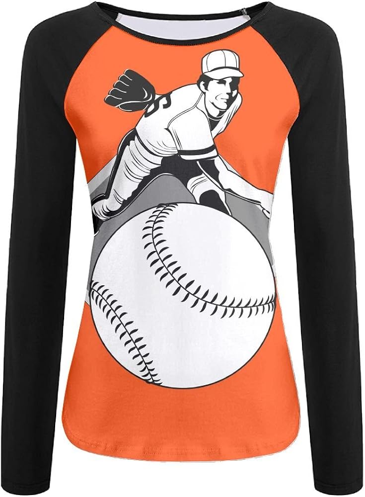 Amazon.com: Women's T-Shirt Baseball Pitcher Baseball Shirt Long Sleeve Raglan Baseball Tee Top 