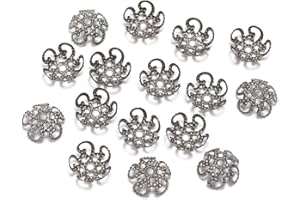 AGCFABS 100 Pcs/Bag 8mm Shiny Vintage Filigree Gun Black Flower Bead End Caps Metal Bead Caps for Jewelry Making DIY Bracelet Earrings Accessories Findings (Gun Black, 8mm x 100pcs)