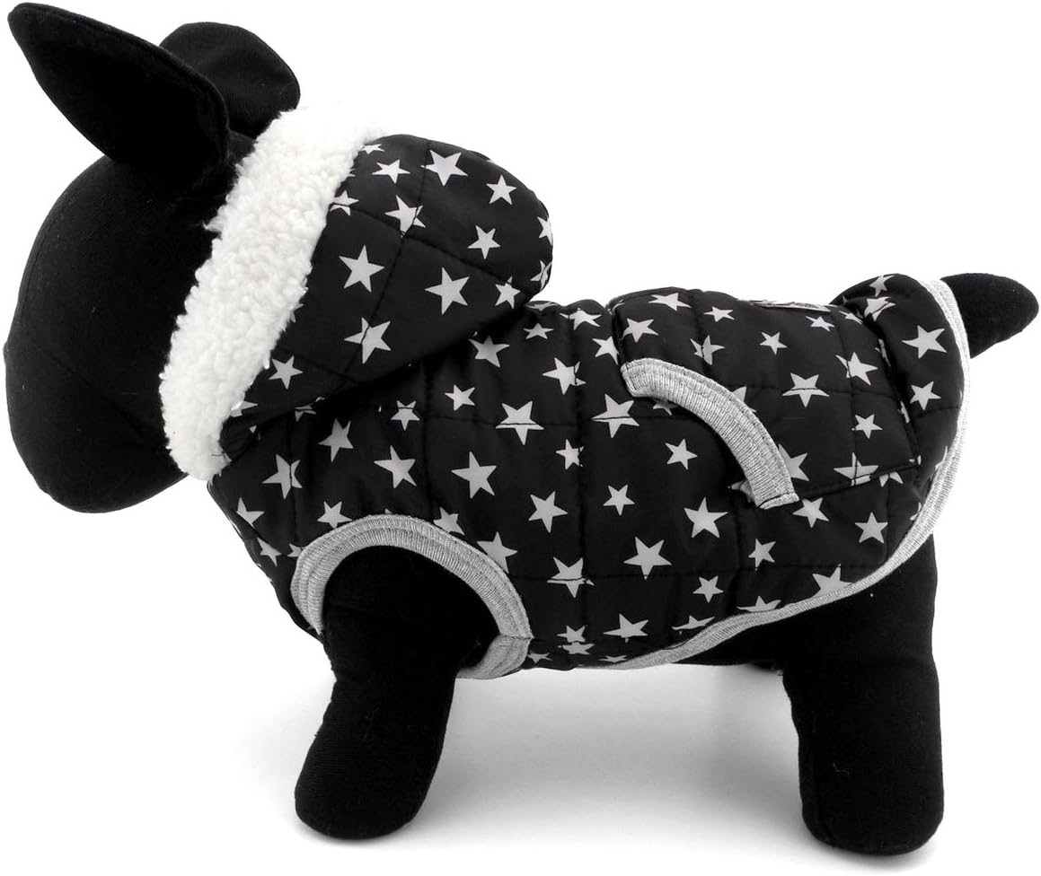Pegasus SELMAI Star Print Vest Winter Small Dog Coat Puppy Clothes Pet Cat Hoodies Jacket Fleece Cashmere Black Medium - Image 5