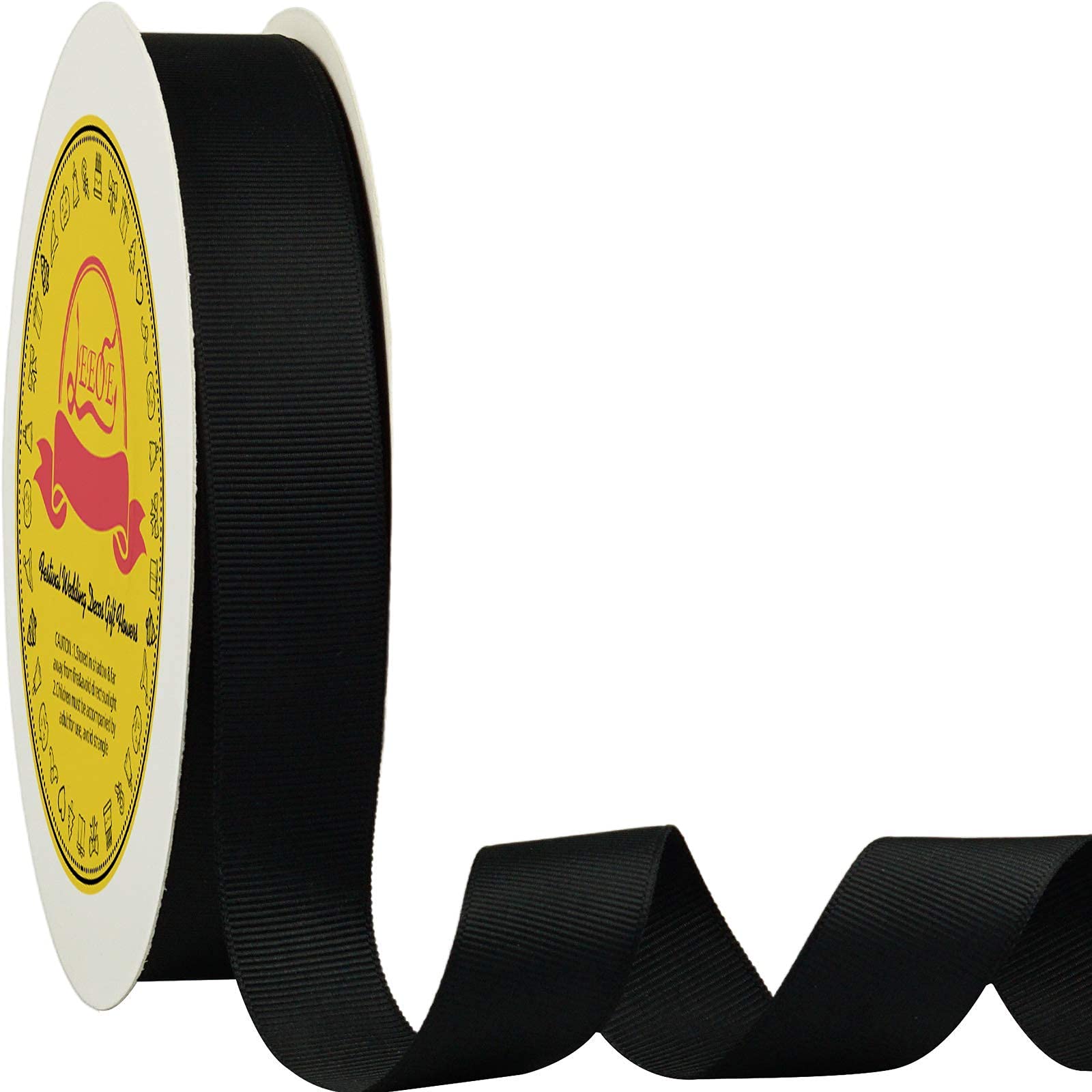 Photo 1 of LEEQE Black Grosgrain Ribbon 1 inch X 25 Yards Black Ribbon for Gift Package Wrapping Wreath Baby Shower and Other Projects