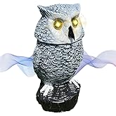 Owlery Snowy Solar Owl With Motion Detector, Flashing Eyes, Spinning Head, Realistic Hooting and Silent Mode, Outdoor Statue, Winter Garden Decoration for Home, Patio and Fence