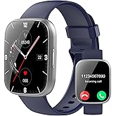 Puqo Smart Watches for Men Women, 1.95" HD Touchscreen Fitness Tracker with Bluetooth Calls, IP68 Waterproof, 120+ Sport Modes, 7-Day Battery, 24/7 Heart Rate & Sleep Monitor for Android iOS (Blue)
