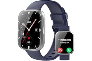 Puqo Smart Watch for Men Women Bluetooth Call, 1.95" HD Touch Screen Fitness Watch with Sleep Heart Rate Monitor, 100+ Sports Modes, IP68 Waterproof Activity Trackers for Android iOS, Blue