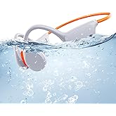 Atopskins Swimming Waterproof Bone Conduction Headphones Bluetooth 5.3 lPX8 Underwater Waterproof Headphones for Swimming with 32GB MP3 Player Built in Earbuds for Sport Running Cycling Gym (White)