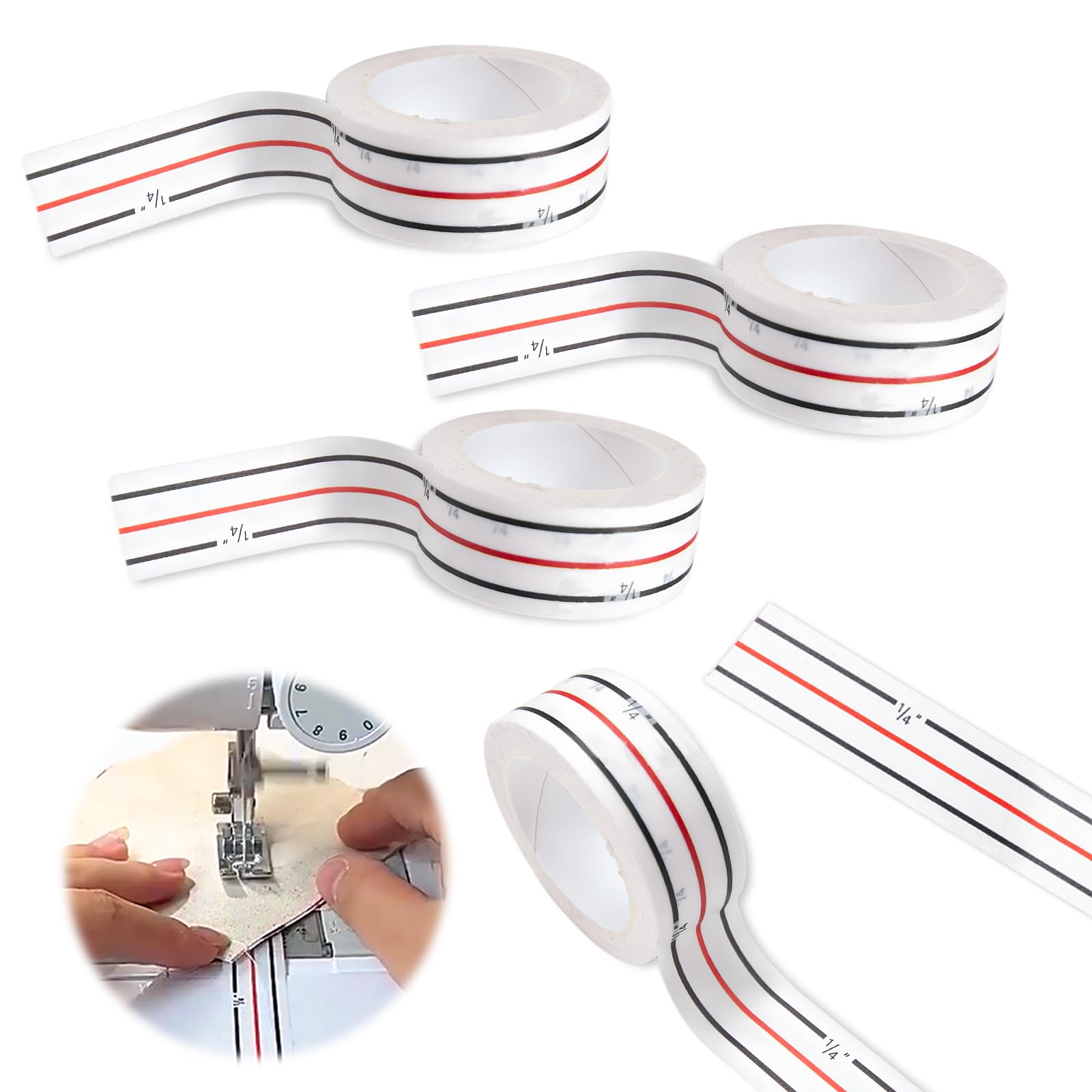 UICCVOKK Diagonal Seam Tapes, 4pcs Sewing Quilting Tape, Sewing Machine Seam Guide — image 1