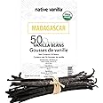 50 Organic Madagascar Vanilla Beans - Whole Grade A Premium Bourbon Pods - For Making Extract & Baking - For Cooking, Dessert
