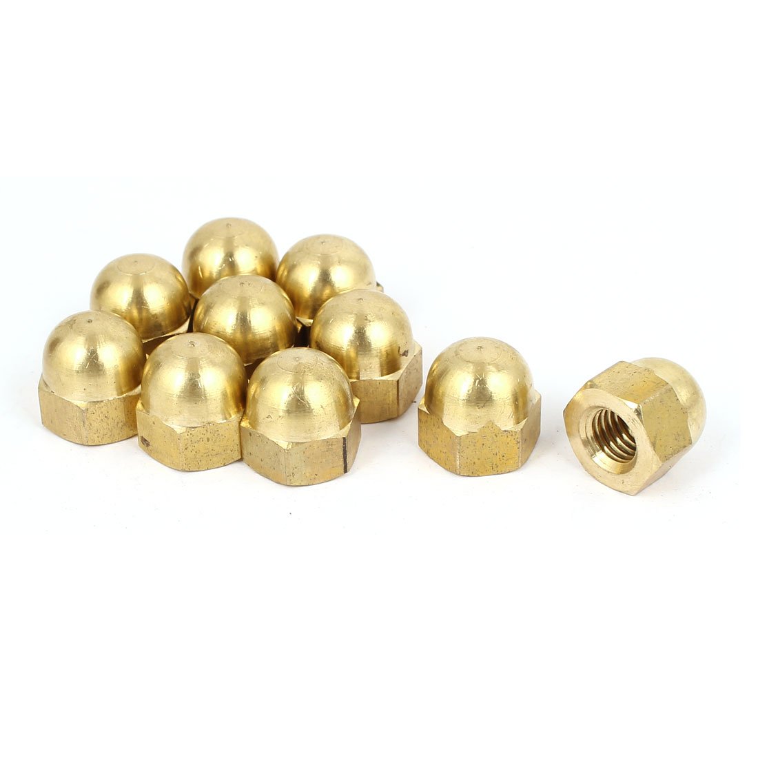 Sourcingmap Hex Cap Nuts - 10Pcs M10 Dome Nuts Brass Hexagon Decorative Cap Nut for Screws Bolts Brass Tone