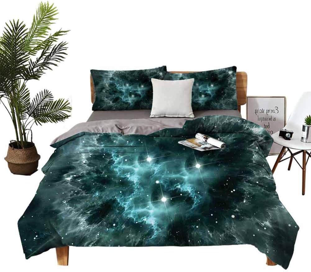 DRAGON VINES Sheets Outer Space Hotel Bed Sheets Queen Set Space Nebula in The Space with Crystal Star Cluster Galaxy Solar System Cosmos Print W78 xL78 Teal