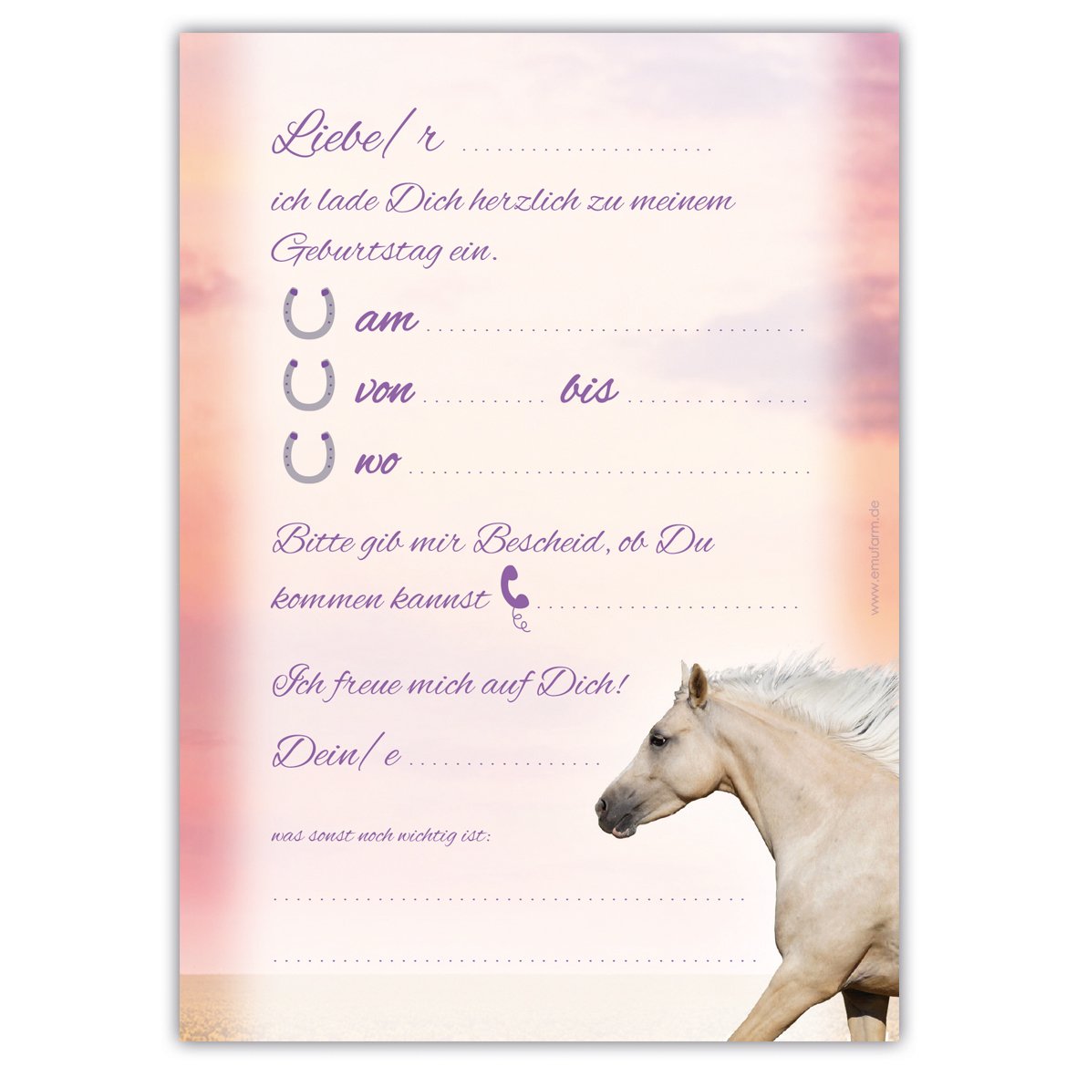 10 Inviti Compleanno Palomino Cavalloinvitobiglietti D