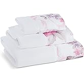 Zahari Home Michelle 3 Piece Bath Towel Set - Bath, Hand and Wash Towels with Modern Decor, Unique Design and Beautiful Floral Pattern