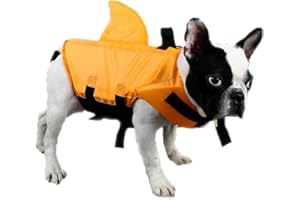 GabeFish Shark Life Jackets for Dogs, Blue, Orange, Swimwear for Cats Orange X-Small