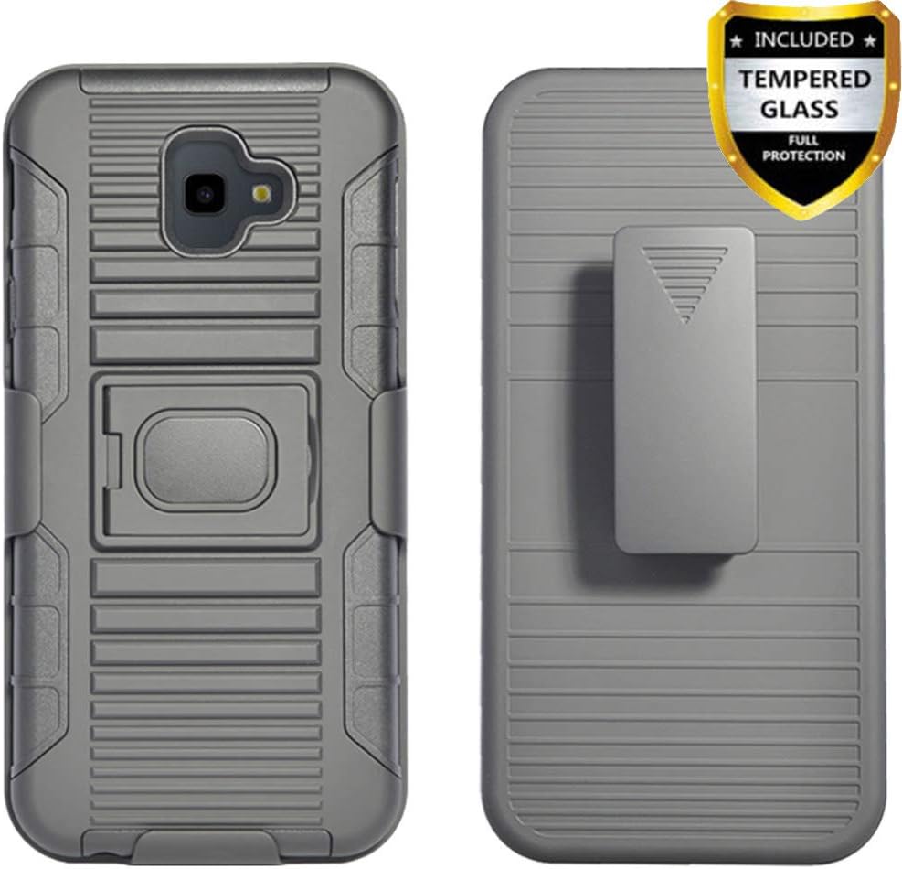 Galaxy J4 Plus / J4 Prime / J4 Core Case, Telegaming [5 Functions in 1] Heavy Duty Magnetic Ring Kickstand Armor Case Shock Absorption Belt Clip Holster Cover for Samsung Galaxy J4 Plus J410 J415