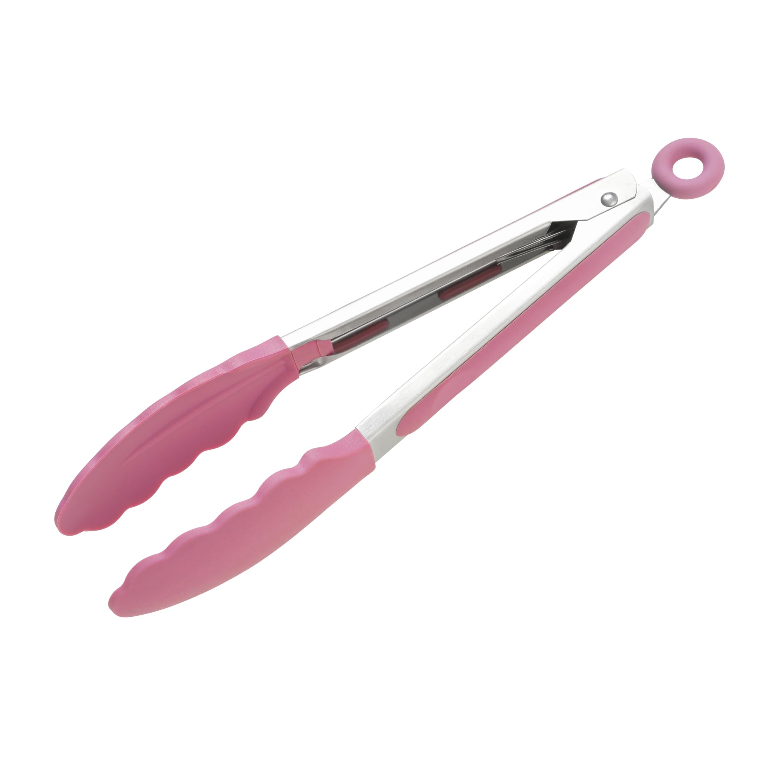 Wiltshire Silicone Kitchen Tongs 23cm, Cooking & Serving Tongs, Salad & BBQ Tongs, Stainless Steel, Heat-Resistant Utensil, Non-Stick, Non-Scratch Tip, Studio Pink, 27x3.5x3.7cm