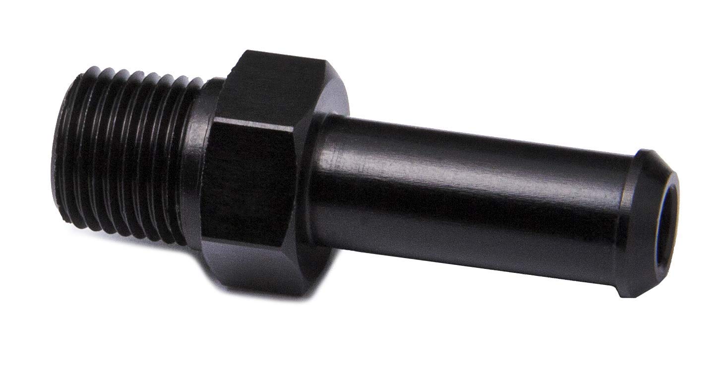 PrecisionGeek 1/8 NPT to 7–8mm Barb Hose Tail – Black Aluminium Push-On Pipe Fitting – Fuel, Air, Vacuum, Coolant, Oil Systems Adapter – 1 Piece