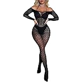 Buitifo Woman Lingerie Bodysuit Fishnet Stocking Leopard Full Body Jumpsuit Rave Outfits