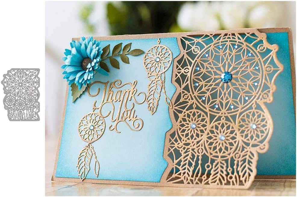 wiFndTu Cutting Dies, Dream Catcher Frame Metal Cutting Dies DIY Scrapbooking Cards Embossing Craft - Silver
