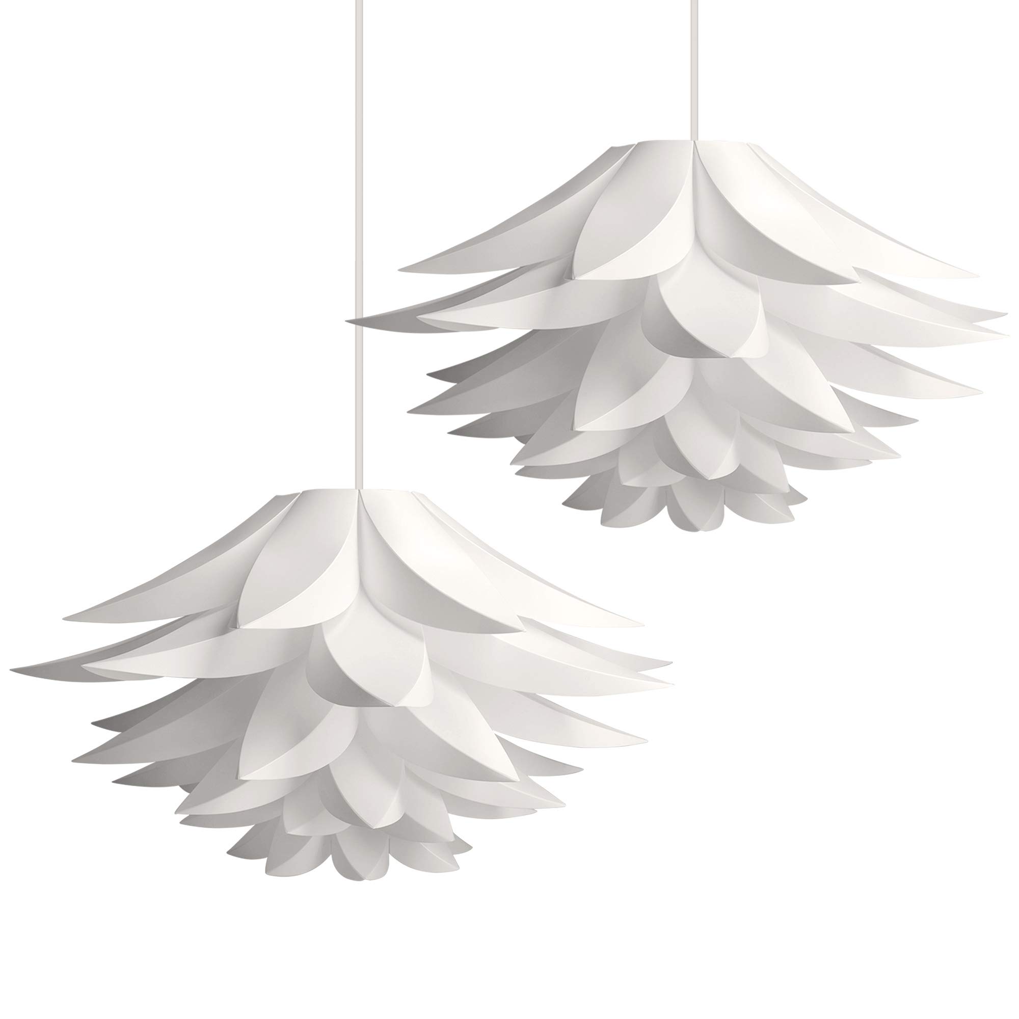 kwmobile Puzzle Pendant Lamp Shade (Pack of 2) - Lotus Flower DIY Lampshade Kit for Hanging Ceiling Light or Floor Lamp - Diameter 20" (50cm) - White — image 1
