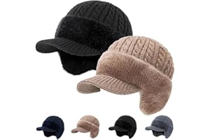 Coldshield Trapper Blocking Knitted Hats, Warm Baseball Beanie with Brim, Fur-Lined Ear Flaps & Cozy Winter Coverage