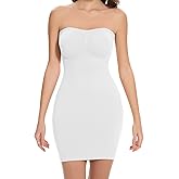 AliyaFeng Strapless Shapewear Full Slip for Womem Under Dress Tummy Control Body Shaper Slip Dress with Removable Straps
