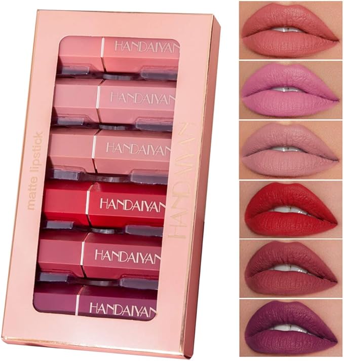 Matte Lipstick Set 6 Colors Nude Moisturizer Smooth Lipstick Long