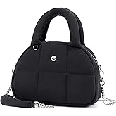 WESTBRONCO Small Puffer Crossbody Bags for Women Puffy Nylon Shoulder Bag Womens Quilted Handbags with Chain Strap for Daily