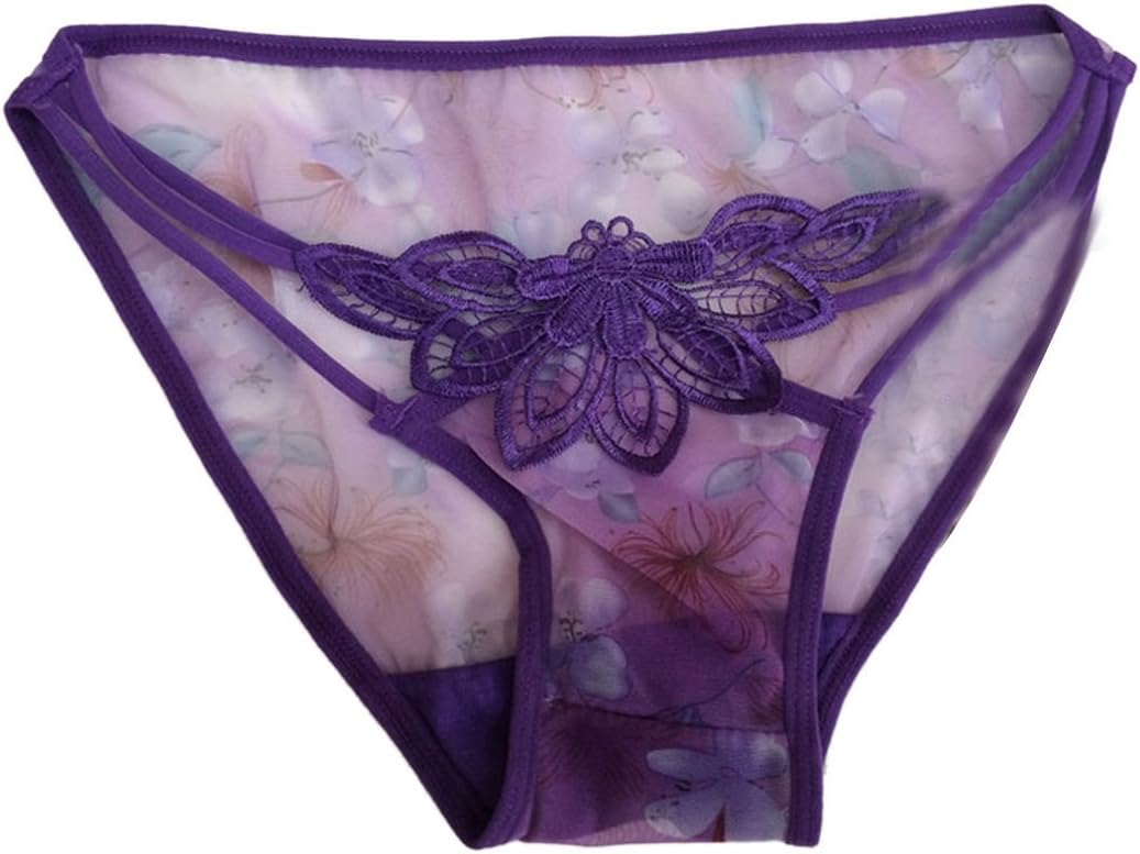 WensLTD Women's Sexy Mesh Yarn Hook Flower Perspectivet Thong Lingerie