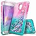 Galaxy Note 4 Case with Screen Protector for Girls Kids Women, NageBee Glitter Liquid Sparkle Bling Floating Quicksand Waterfall Diamond Cute Case for Samsung Galaxy Note 4 -Pink/Aqua