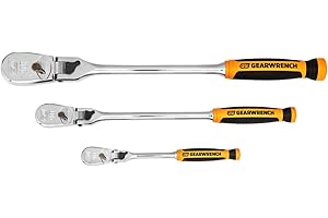 GEARWRENCH 3 Pc. 1/4", 3/8" & 1/2" Drive 90 Tooth Dual Material Locking Flex Head Ratchet Set - 81298T, Multi, One Size