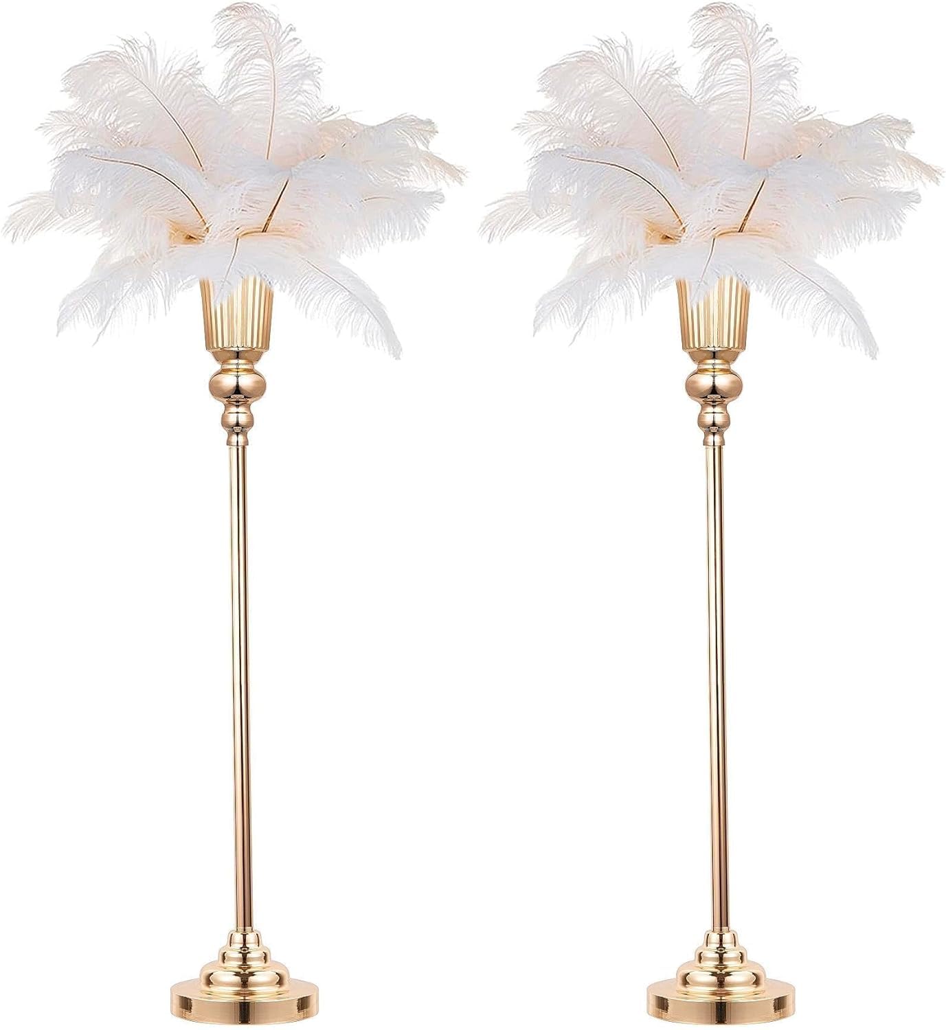 Photo 1 of 32.2" Height Versatile Gold Tall Vases for Centerpieces, Metal Trumpet Vases for Wedding Party Dinner Centerpiece, Road Lead for Anniversary Celebration Birthday, 2pcs
