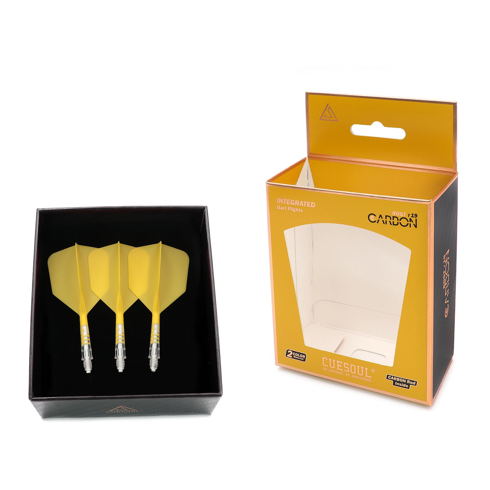 CUESOUL ROST T19 Carbon Integrated Dart Shaft and Flight Big Wing Shape,Set of 3