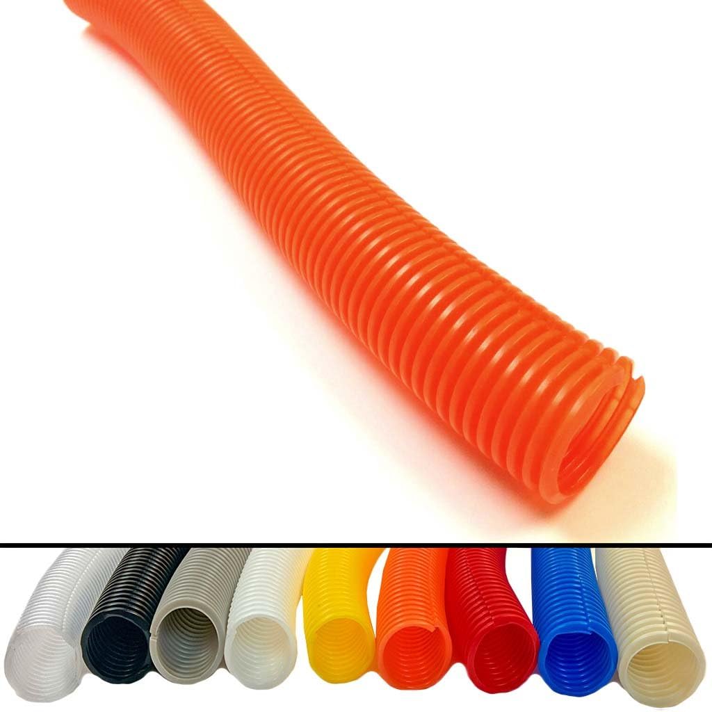 Electriduct 3/8" Split Wire Loom Tubing Polyethylene Flexible Conduit Orange 25 Feet