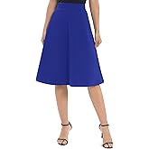 Urban CoCo Women's A-Line Elastic High Waist Flare Work Midi Knee Length Stretchy Skirt