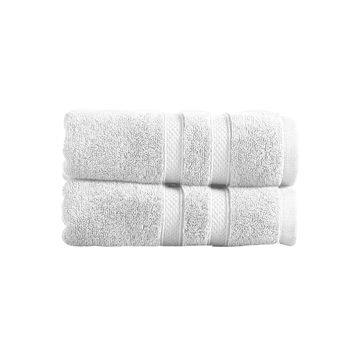 Christy Chroma Hand Towels Set | Set of 2 | Highly Absorbent Heavyweight 675GSM | Bold and Bright | Soft Velvety Smooth Bathroom Shower Towels | 100% Cotton | White