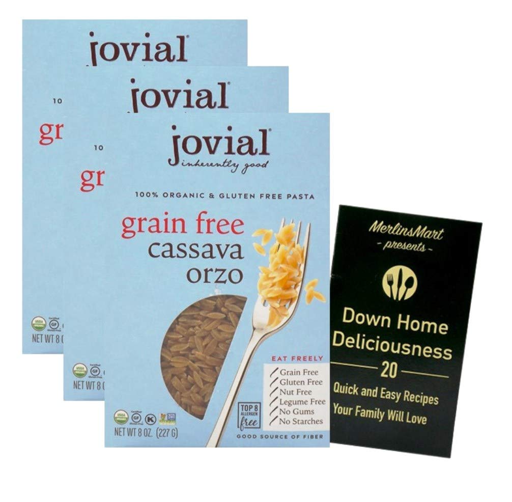 Amazon Com Jovial Organic Gluten Free Grain Free Cassava Italian Pasta Orzo 8 Ounces 3 Count Plus Recipe Booklet Bundle Grocery Gourmet Food