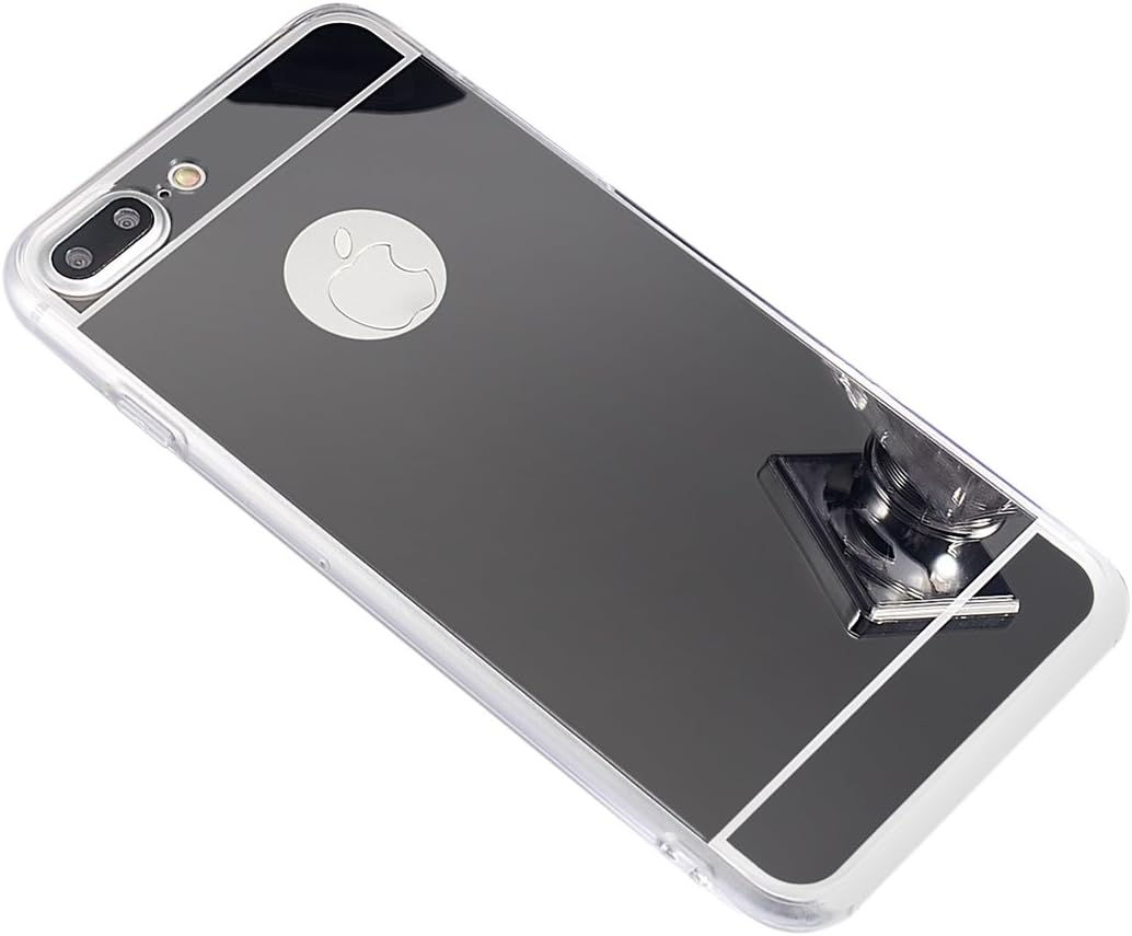 iPhone 7 Plus case, KURTON Luxury Back Mirror Clear Slim TPU Bumper Shock-Absorption Anti-Scratch Protective Case Cover Bright Reflection Cute and Elegant for Apple iPhone 7 Plus (2016)-Gray