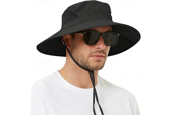 EINSKEY Wide Brim Sun Hat for Men Women, Waterproof Boonie Cap | UPF 50+ Sun Protection, Adjustable Drawstring, Chin Strap &
