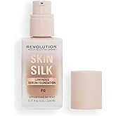 Revolution Beauty London, Skin Silk Serum Foundation, Light to Medium Coverage, Lightweight & Radiant Finish, Contains Hyaluronic Acid, F12 Tan Skin Tones, 0.77 fl oz