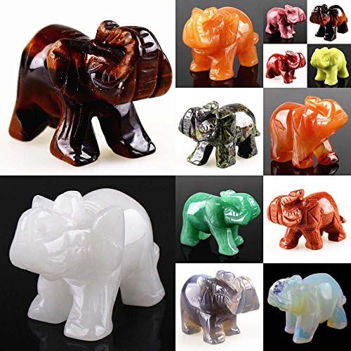 Carved Healing Crystal Guardian Elephant Pocket GemStone Figurines 1.5" Mix Whoelsale 5Pcs