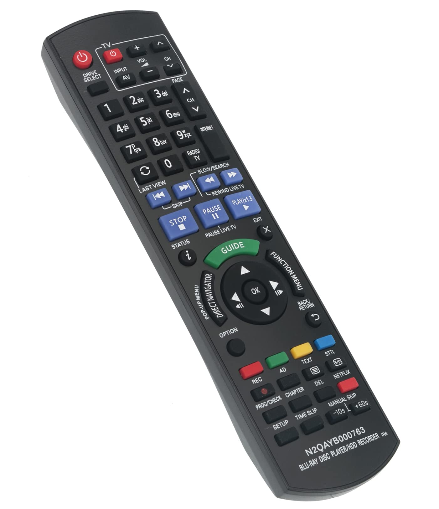 VINABTY Replaced Remote Fit for Panasonic Blu-ray Disc Player HDD Recorder DMR-PWT420 DMR-PWT530 DMR-PWT520 DMR-PWT420 DMR-PWT635 N2QAYB000762 DMR-PWT530 2in1 N2QAYB000763 N2QAYB000780